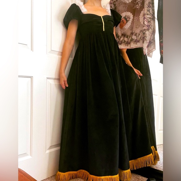 Dresses & Skirts - Dark Blue velvet + gold trim Napoleonic Court Gown, authentic repro